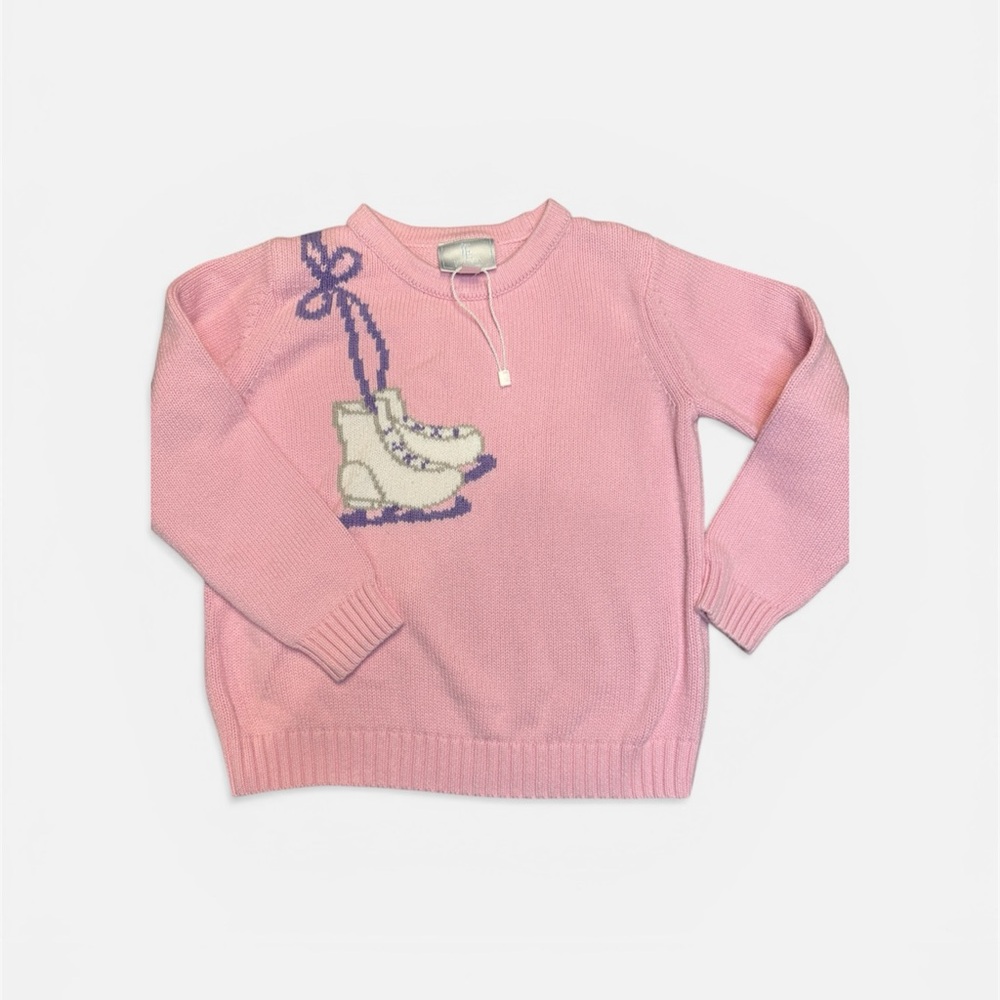 NWT Little English Pink Ice Skate Intarsia Sweater Preppy Coquette Heirloom Sz 6